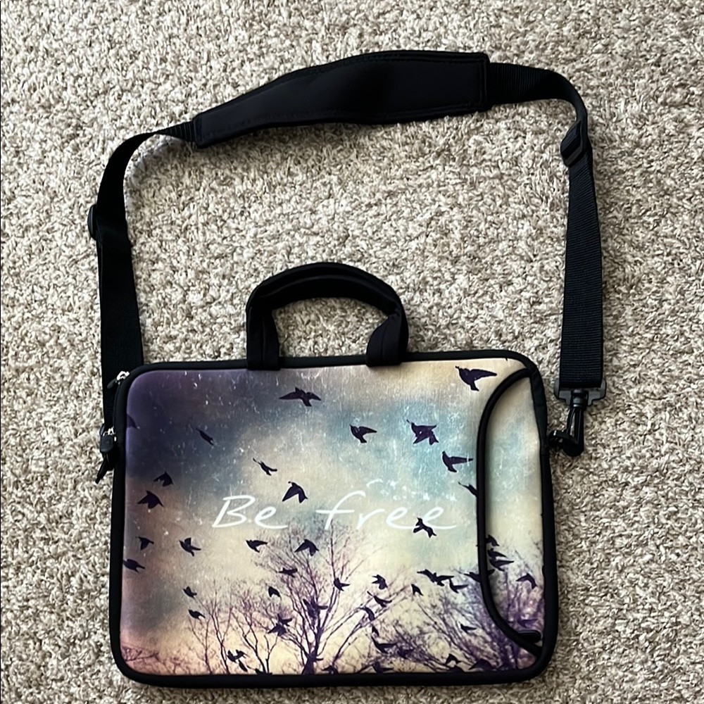 Bird Print Laptop Bag with Strap 13 inch